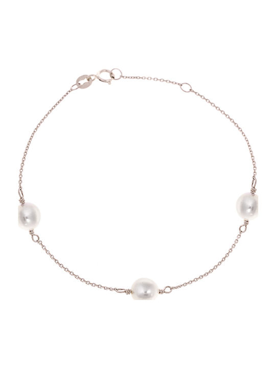 Kritsimis Women's Bracelet made of White gold 14K with Pearls