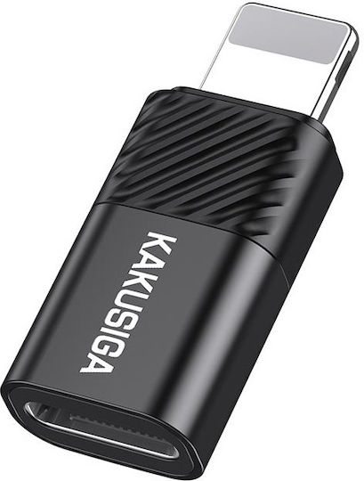 Kakusiga Конвертор Lightning мъжки към USB-C женски Черен 1бр KSC-1408