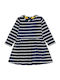 Children's Dress Long Sleeve Striped Set with Tights Blue