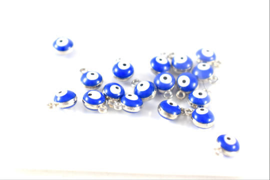 Blau-Weißes Emailiertes Auge Zum Aufhängen 7mm 18 Stücke