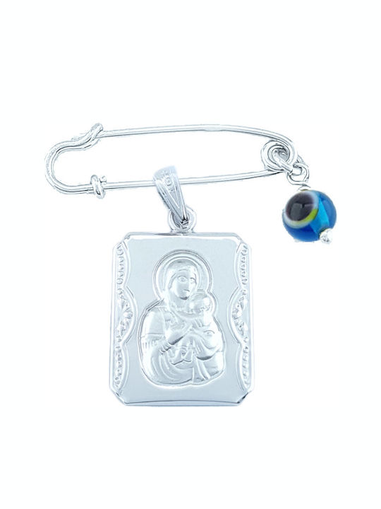 Kinder Sicherheitsnadel Amulett aus Weißgold 9K