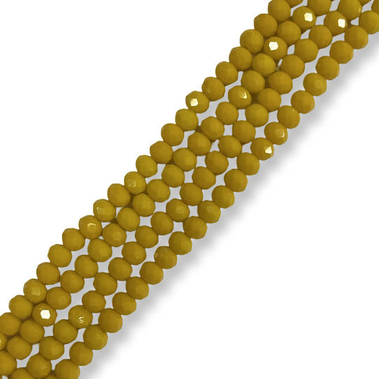 Glass Bead Spacer Yellow Crochi 6mm 4 Pieces
