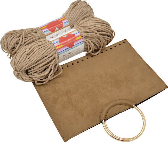 Fold Lady Gestrickte Taschenmaterialien Suede Beige Mit Metallischen Griffen Garn Heart 400g Beige