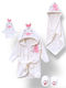 Babydom Hooded Baby Bathrobe Ecru, Pink, Fuchsia