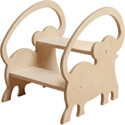 Scăunel Treaptă din Lemn Elefant M38,50cm L40cm Î44cm Wudd
