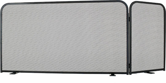 Zogometal Metallic Fireplace Screen with Panels 90x40x50cm Black