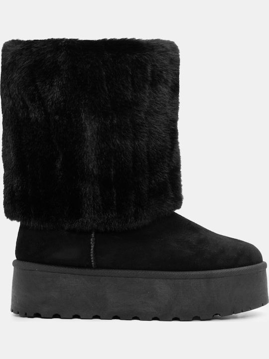 Luigi Stiefeletten Damen mit Pelz Schwarz