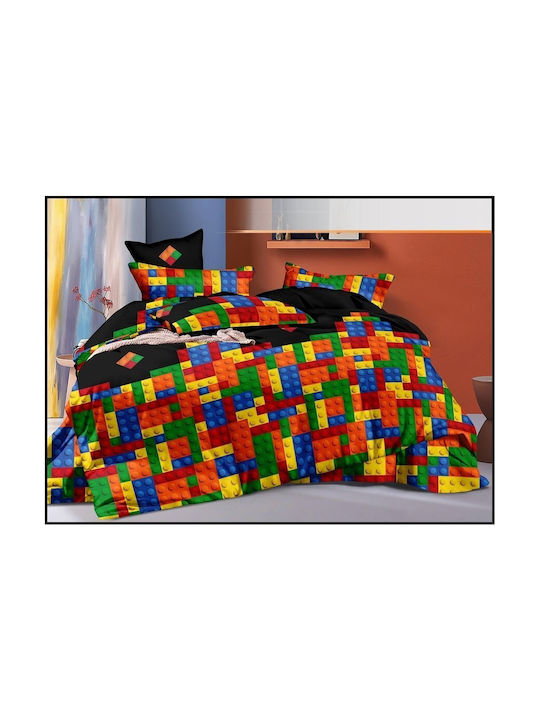 Detexpol Set Kinderbettbezug Einzel mit Kissenbezug Mehrfarbig 160x200cm