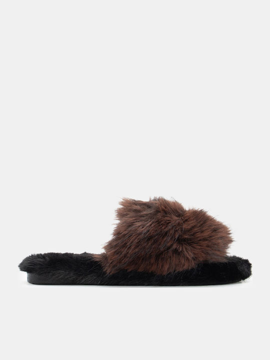 Luigi Winter Women's Slippers with Fur Brown