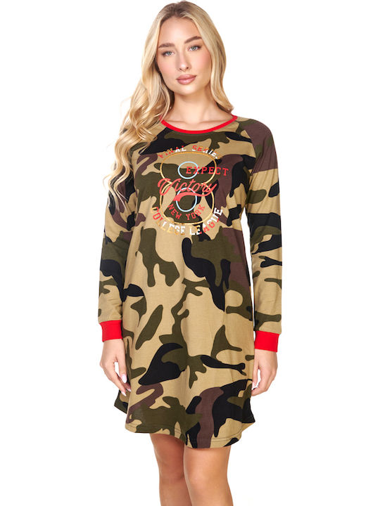 Kare Design Winter Damen Nachthemd Khaki