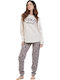 MEI Winter Damen Pyjama-Set Ecru