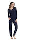 Jeannette Lingerie Зимна Дамски Панталон Пижама Blue