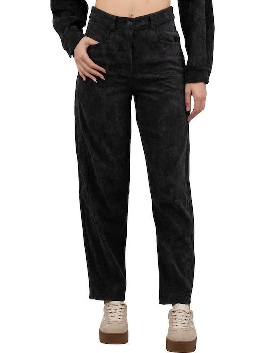 Moutaki Women's Fabric Trousers Straight Gray