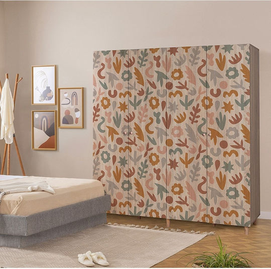 Patru uși Dulap de Haine Natural Oak 180x52x192cm STE-001011-V1665