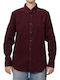 Long Sleeve Corduroy Shirt in Regular Fit Burgundy
