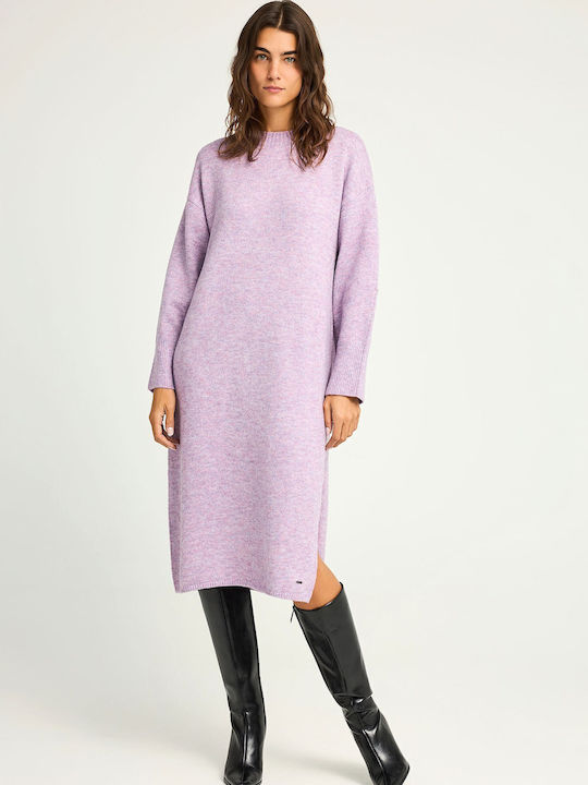 Funky Buddha Midi Dress with Slit Purple