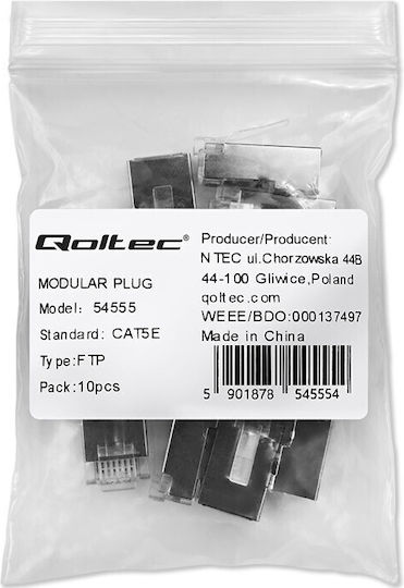 Qoltec Βύσμα RJ-45 10τμχ Ασημί (54555)