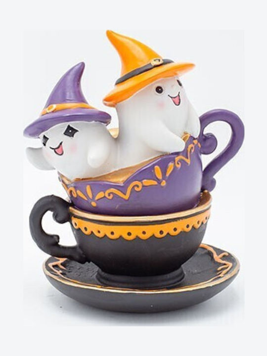 Estheti Little Ghosts Orange Black Hat Cups Halloween 14.5x12.7x17.5cm