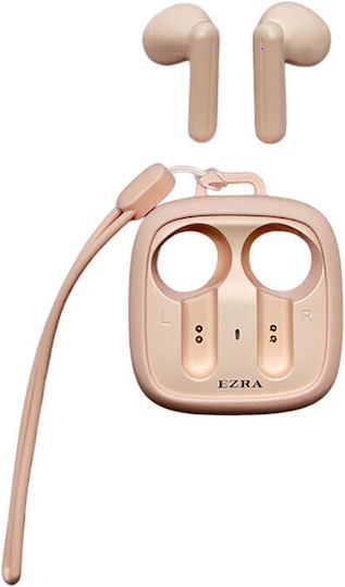 Ezra TWS67 Earbud Bluetooth Handsfree Ακουστικά με Θήκη Φόρτισης Ροζ