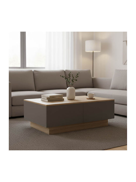 Rectangular Central Coffee Table Winey Made of Solid Wood Sonoma-Anthracite W90xD60xH31.5cm