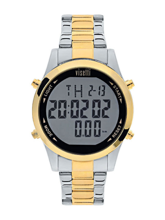 Visetti Digital Mind Ψηφιακό Ανδρικό Ρολόι 40mm Μπαταρίας με Ασημί Μεταλλικό Μπρασελέ