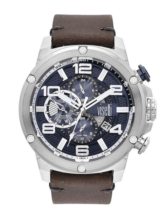 Visetti Men's Watch 48mm Battery with Brown Metal Bracelet