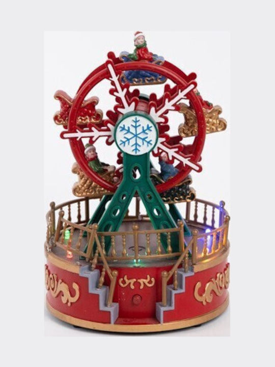 Christmas Illuminated Decorative Ferris Wheel with Battery with Music and Movement 18.5x13x13cm.