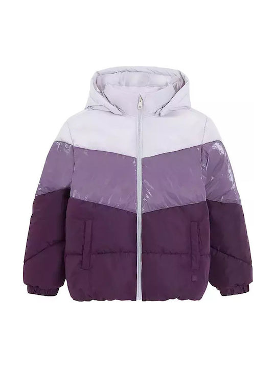 Kids Casual Short Hooded Purple Coat