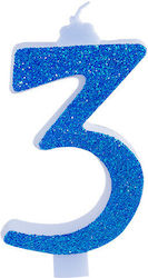 Giant Number Candles No 3 Blue Lumea