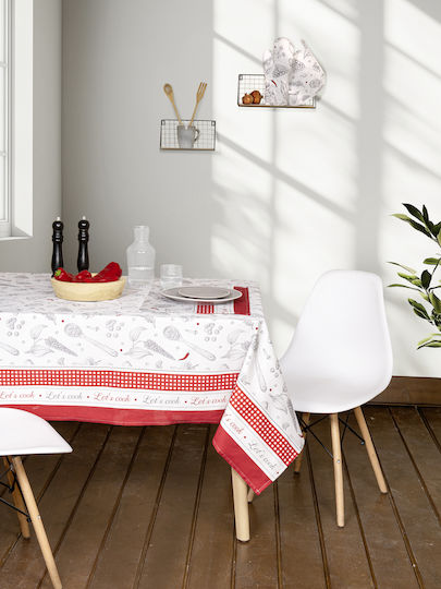 Nima Τραπεζομάντηλο Βαμβακερό Supper Γκρι, Κόκκινο 140x140εκ.