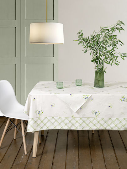 Nima Față de masă Din Bumbac Set Olive Olive 140x240cm