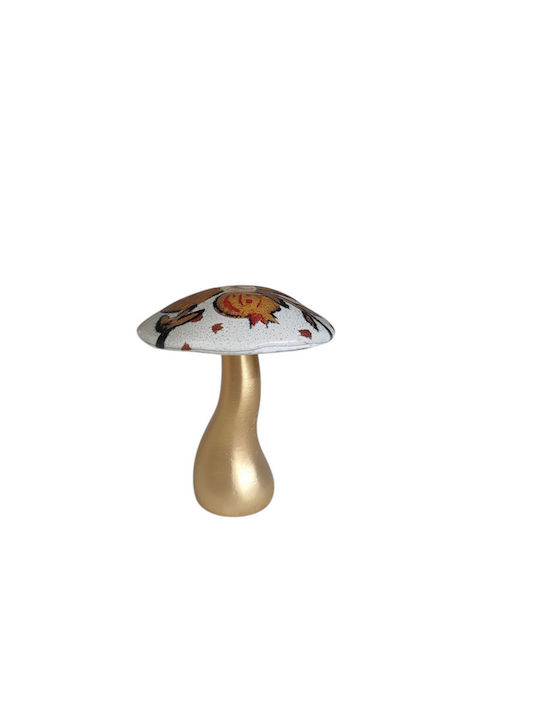 Ciupercă Din Sticlă Cu Bază Metalică Albă-aurie 10,5cm ''καλλίστη''