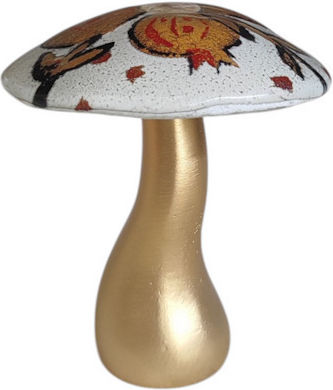 Glas Pilz Mit Metallischer Basis Weiß-Gold 10,5cm ''Kallisti''