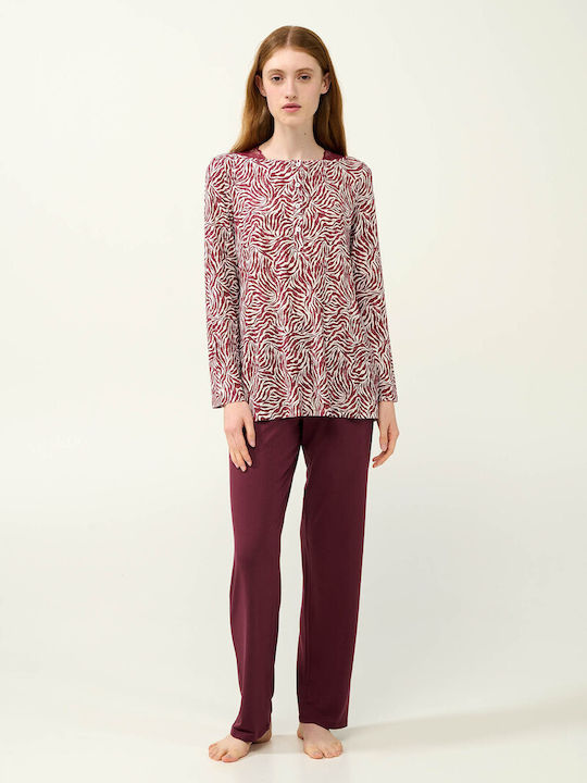 Vamp Winter Damen Pyjama-Set Bordeaux