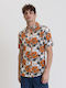Short Sleeve Floral Shirt Camel