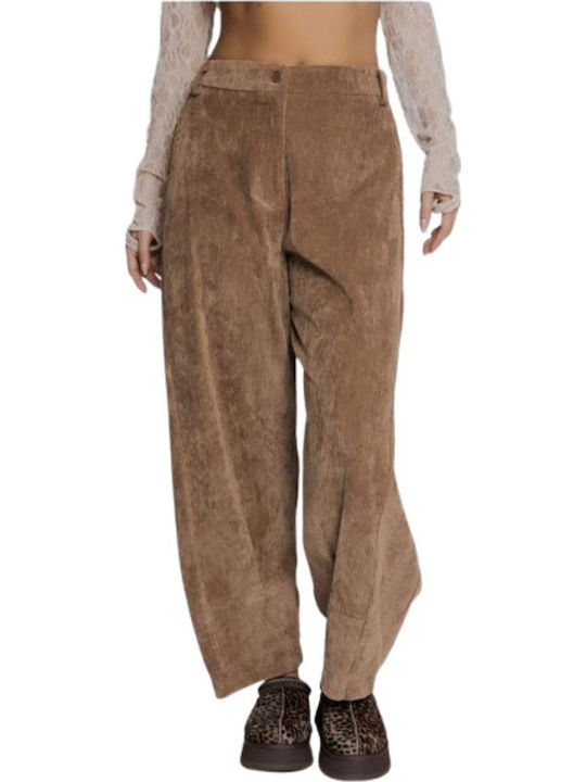 Women's Fabric Trousers Camel