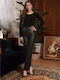 Women's Fabric Trousers with Elastic Black