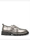 Leather Women's Loafers in Silver Color