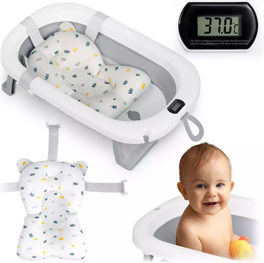 Ricokids Πτυσσόμενη Μπανιέρα Μωρού με Θερμόμετρο Λευκή