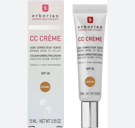 Erborian CC Caramel Ενυδατική Κρέμα Προσώπου Ημέρας με SPF30, Υαλουρονικό Οξύ & Centella Asiatica 15ml