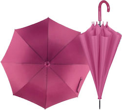 Rain Automatic Umbrella with Walking Stick Fuchsia