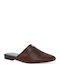 Leder Mules mit Absatz in Braun Farbe