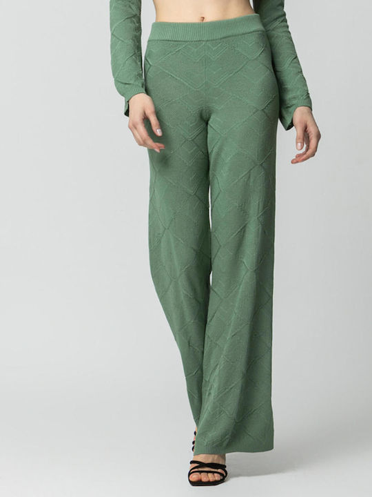 Floss Women's Fabric Trousers Bell Green