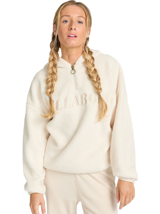 Ready To Go Winter Women's Fleece Blouse Long Sleeve with Zipper White