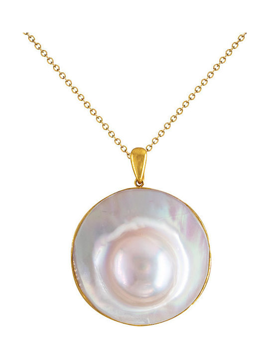 Μενταγιόν Κ18 Χρυσό Mother Pearl F126538
