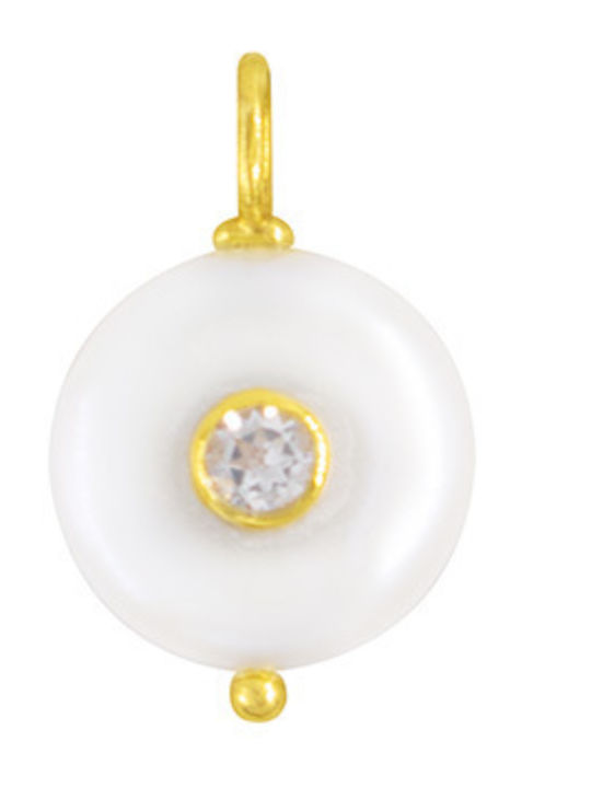 Pandantiv 925 Argint Placat Cu Aur Alb Perlă Zircon F126575