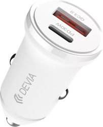 Devia Auto-Ladegerät mit Anschlüssen 1xUSB-A 1xType-C