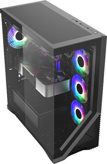 Supercase AR17A Gaming Midi Tower Computer Case with Side Window and ARGB Lighting Black