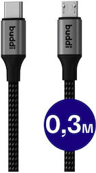 Buddi USB 2.0 Cable USB-C male - micro USB-A 12W Black 0.3m Buddi USB 2.0 Cable USB-C male - micro USB-A 12W Black 0.3m