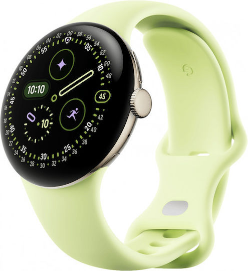 Google Pixel Watch 4 Aluminium 41mm with Heart Rate Monitor (Champagne Gold Aluminium Case/Lemongrass Active Band)